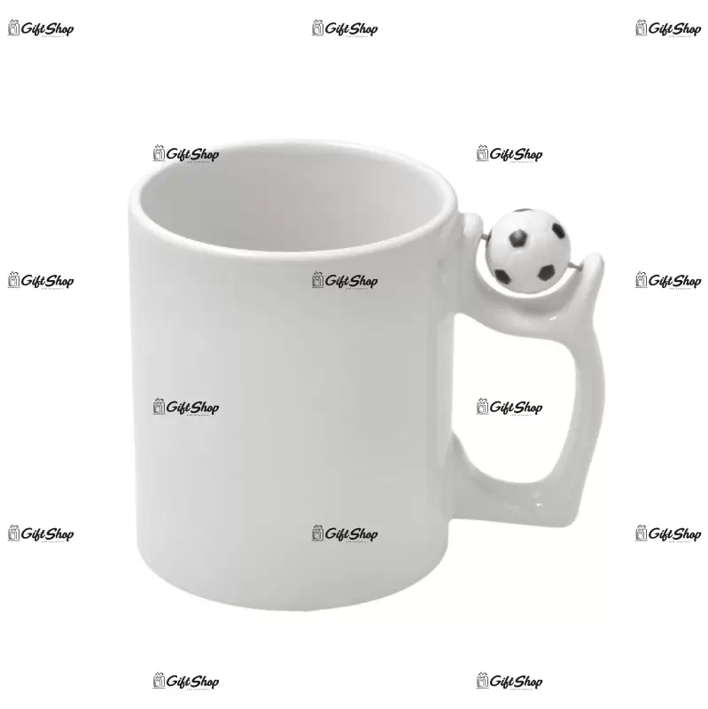 .cana ceramica, maner cu minge fotbal, personalizata
